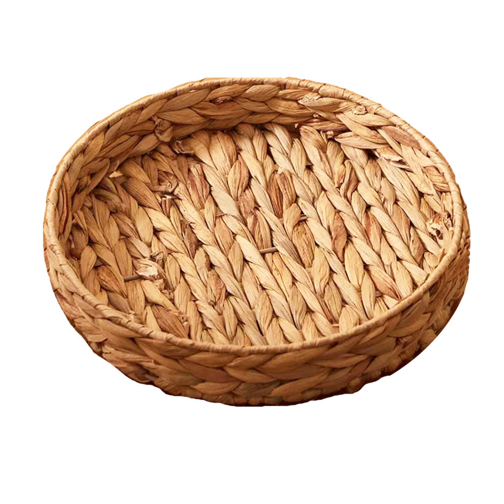 Round Woven Natural Fiber Decorative Tray