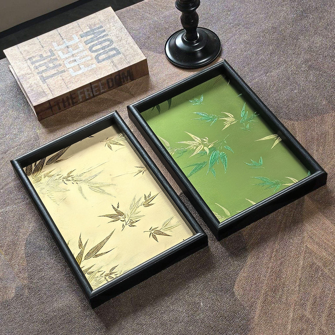 Plastic Tray with Bamboo Leaf Fabric Inner
