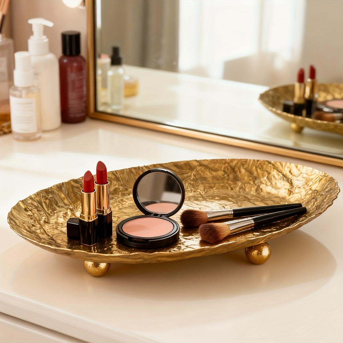 Hammered Oval Copper Tray