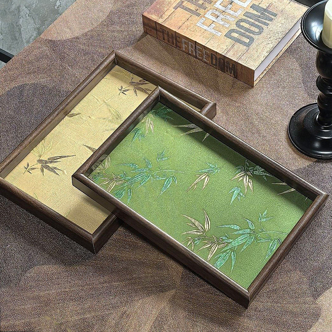 Plastic Tray with Bamboo Leaf Fabric Inner