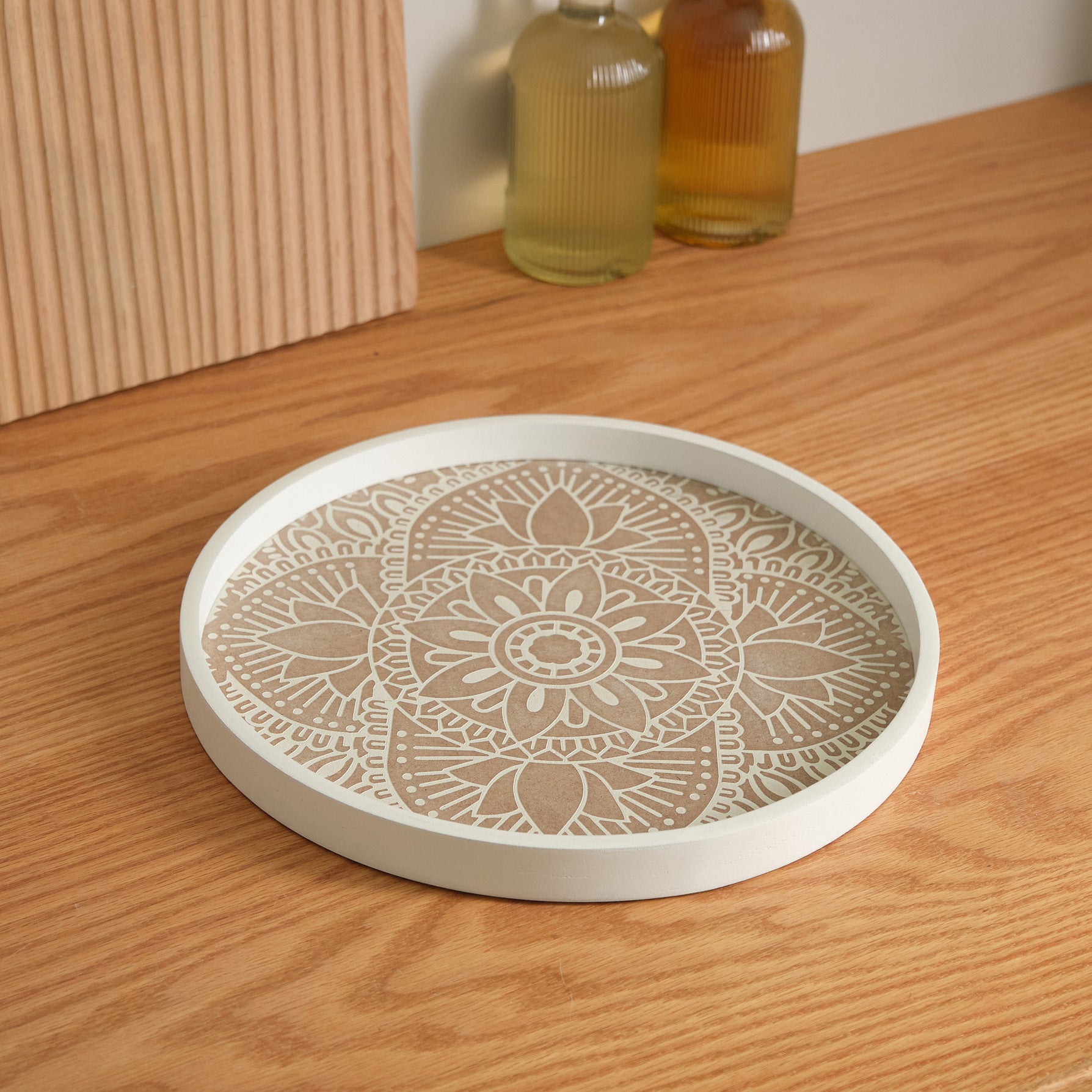 Round Wooden Mandala Decorative Tray