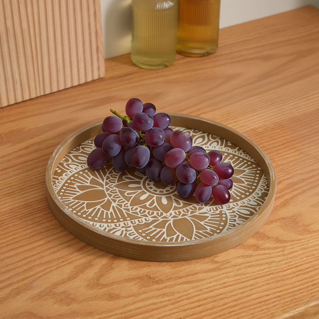 Round Wooden Mandala Decorative Tray