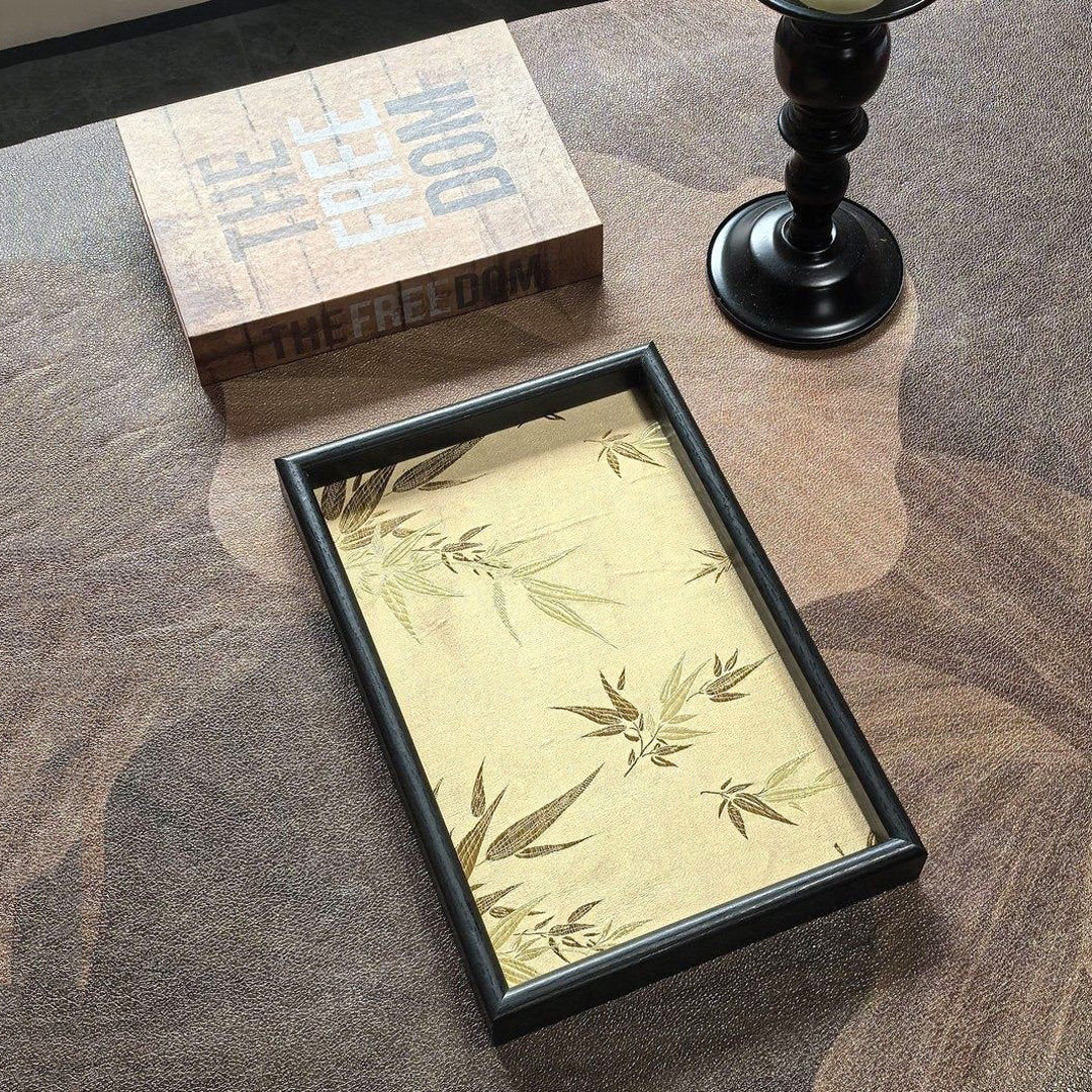 Plastic Tray with Bamboo Leaf Fabric Inner